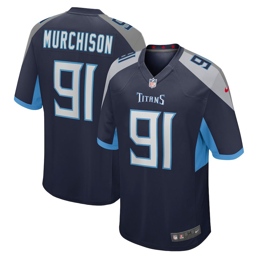 Men Tennessee Titans #91 Larrell Murchison Nike Navy Game NFL Jersey